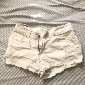 White jean shorts
